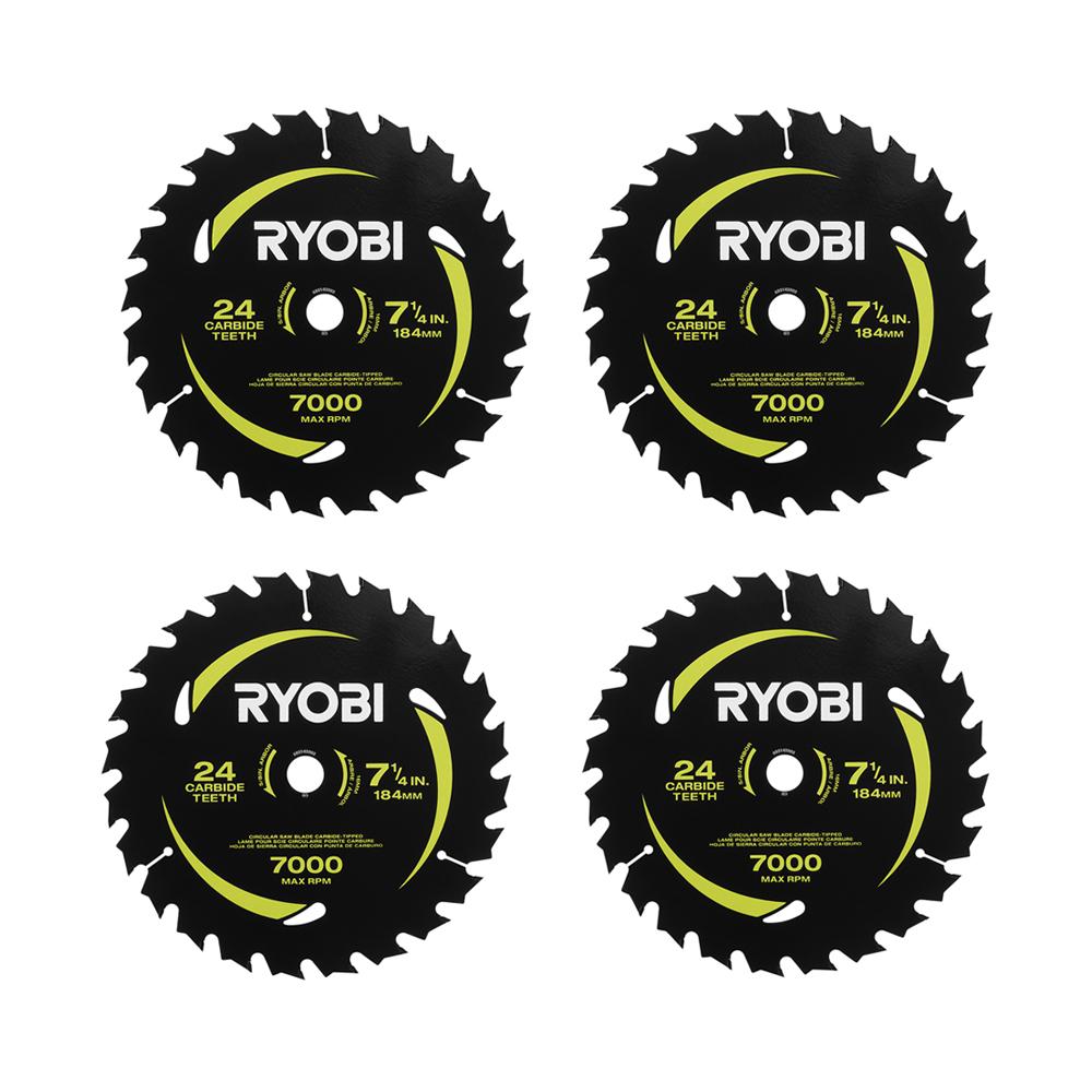 RYOBI 71/4 in. x 24 Teeth Carbide Thin Kerf Circular Saw Blade (4Piece)