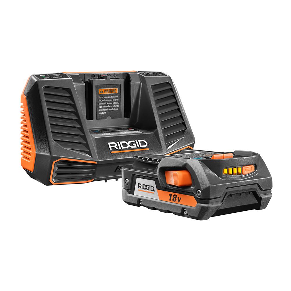 Ridgid 18 Volt Lithium Ion Battery And Charger Kit