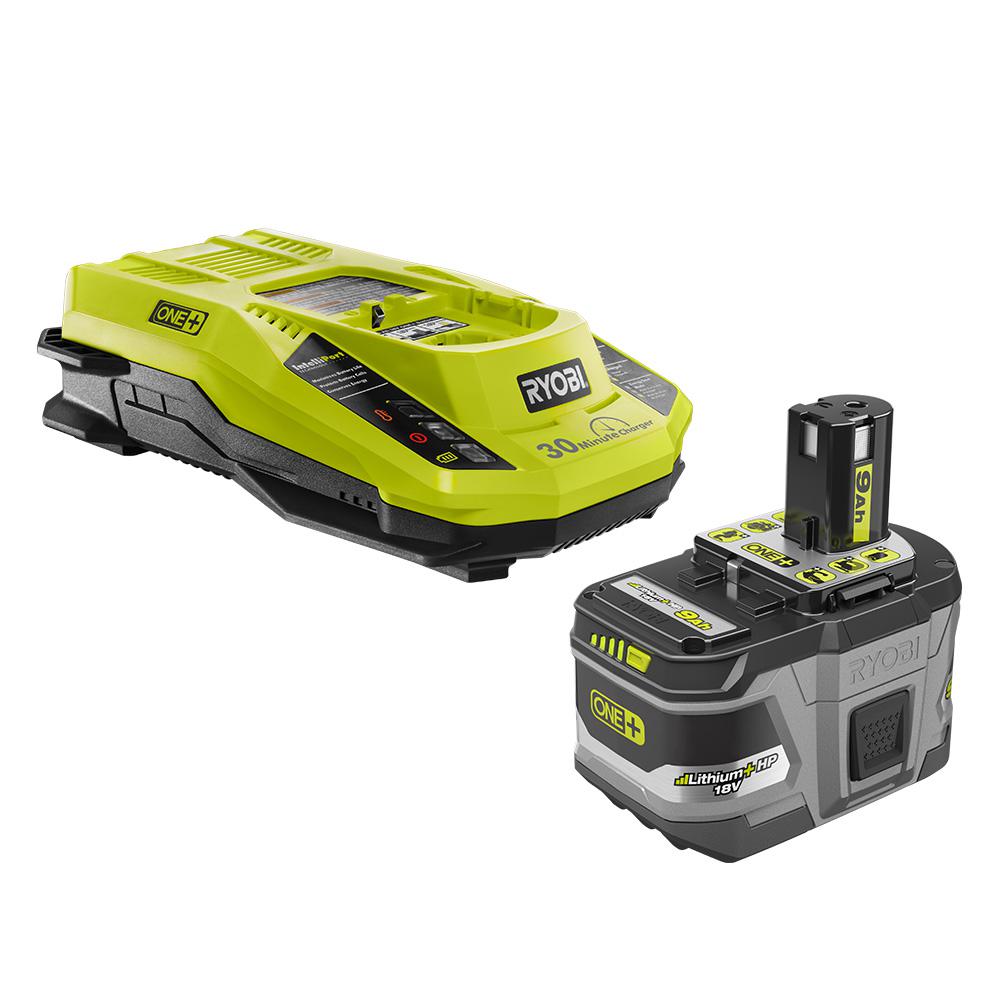 RYOBI ONE+ 18 Volt Lithium-Ion 9.0 Ah HP Battery and Charger Kit