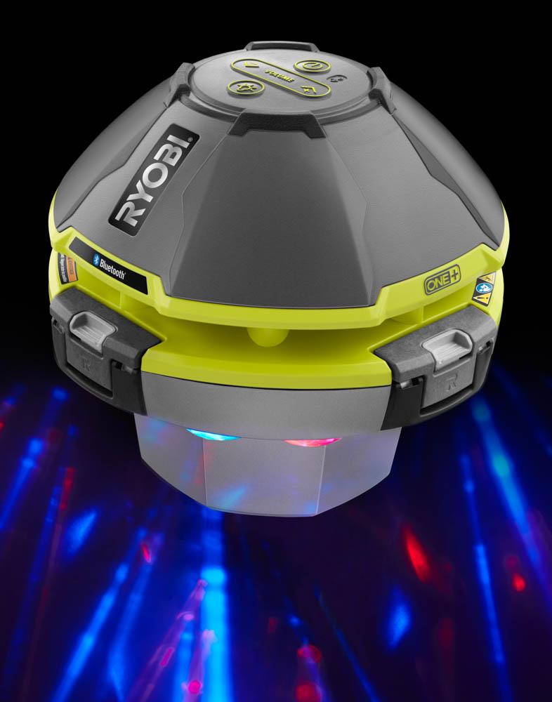 ryobi floating speaker light show with bluetooth