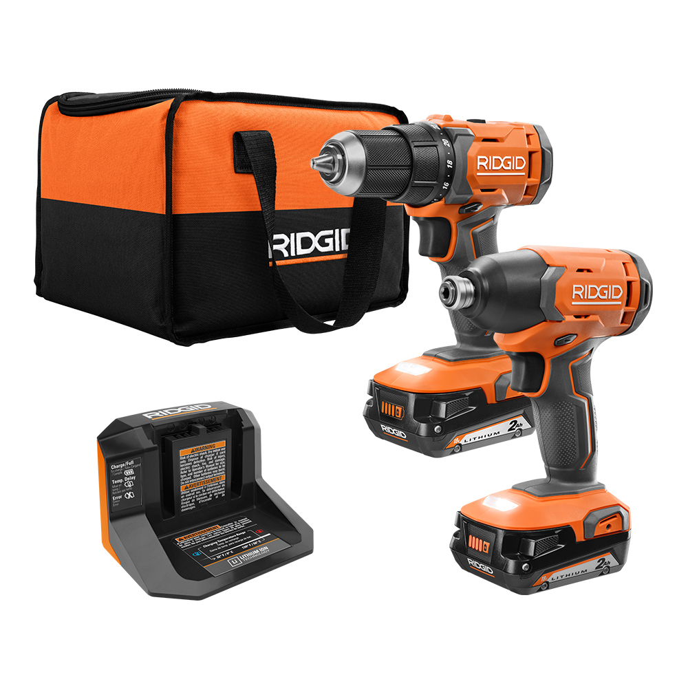 RIDGID 18 Volt 1/2 In. Drill/Driver and Impact Driver 2 Tool Combo Kit