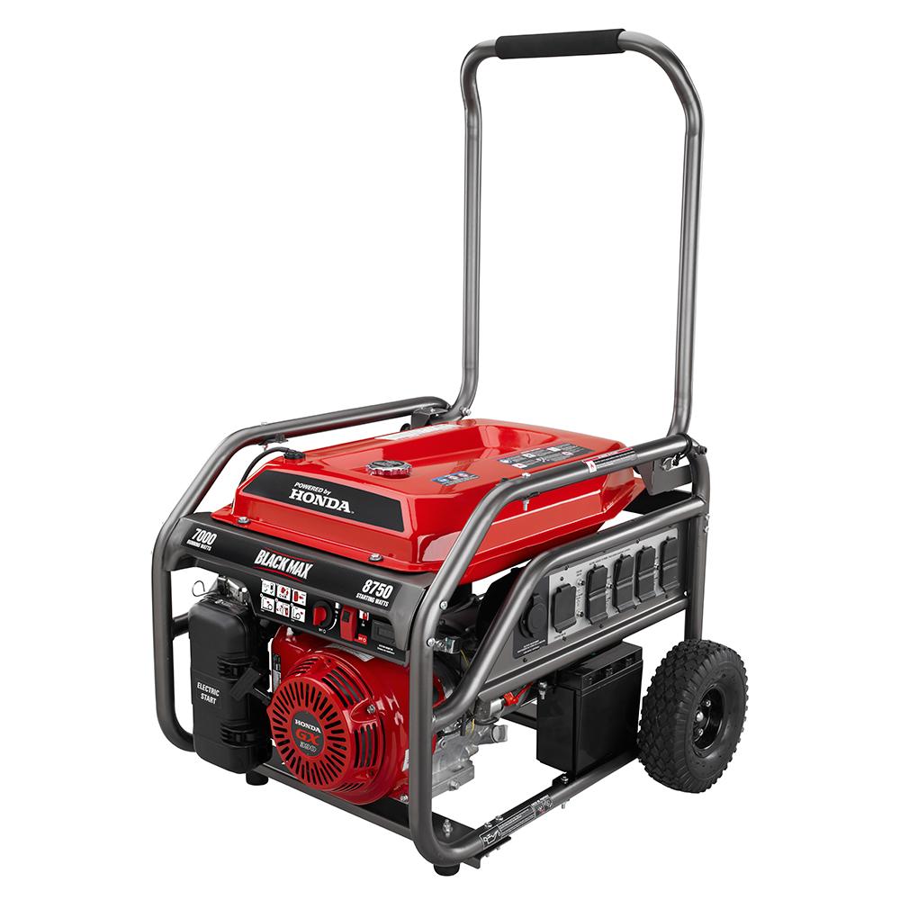 BLACK MAX 7000 Watt Gas Honda Motor Portable Generator with Electric ...