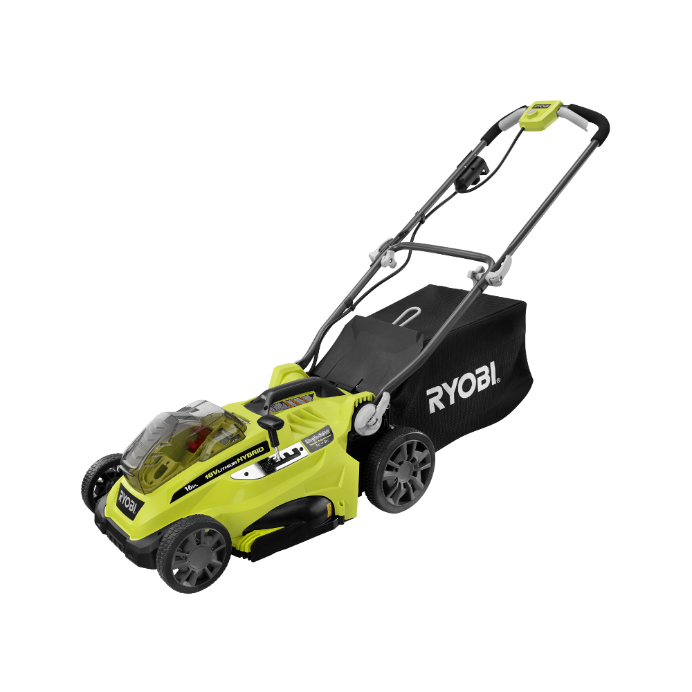 RYOBI ONE+ 18 Volt 16 In. Lithium-Ion Hybrid Lawn Mower Kit