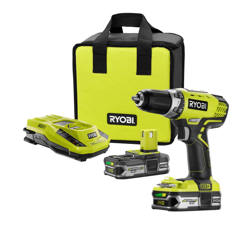 RYOBI ONE+ 18 Volt Lithium-Ion 1/2 In. Cordless Compact Drill Kit