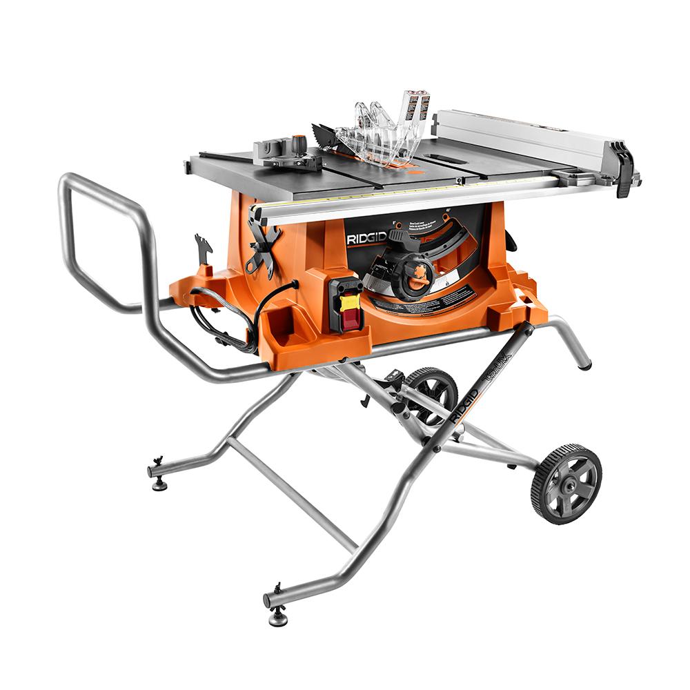 Ridgid 15 Amp Corded 10 In Heavy Duty Portable Table Saw With Stand