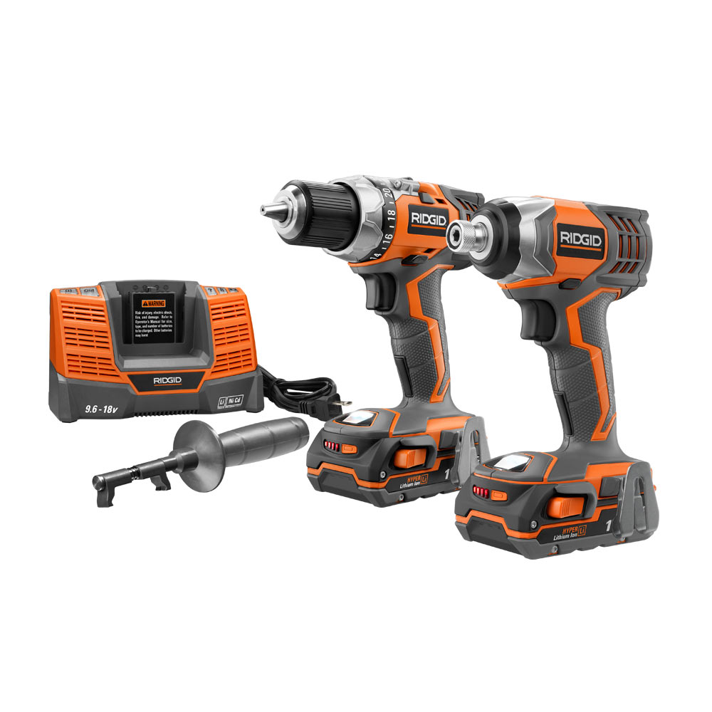 RIDGID 18 Volt LithiumIon Compact Drill & Impact Driver Combo Kit