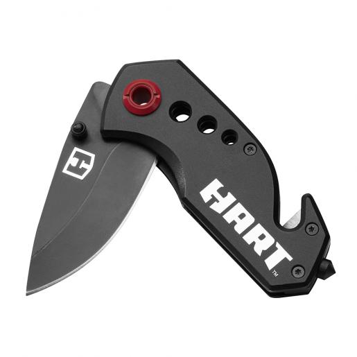 HART Compact Folding Utility Knife with Removable Belt Clip 