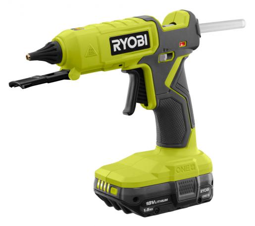 Ryobi Cordless Full Size Glue Gun Kit with 1.5 Ah Battery, 18V Charger, and  (3) 1/2 in. Glue Sticks