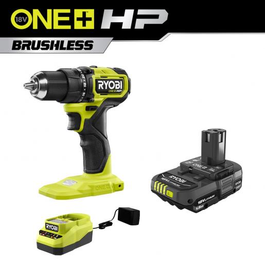 Ryobi ONE+ HP 18V Brushless Cordless Compact 1/2 in. Drill and Impact  Driver Kit with (2) 1.5 Ah Batteries, Charger and Bag