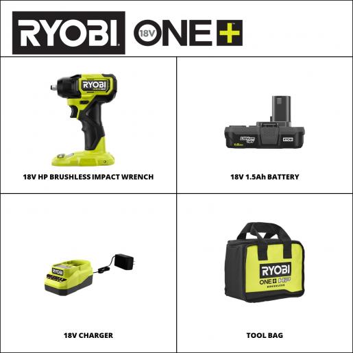 RYOBI ONE+ HP 18V Brushless Cordless Compact 1/2 in. Drill/Driver Kit with  (2) 1.5 Ah Batteries, Charger and Bag