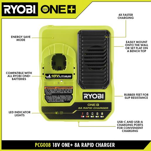 RYOBI 18V ONE+ 8Ah HIGH PERFORMANCE Battery Starter Kit